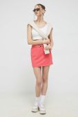 Спідниця Tommy Jeans колір рожевий mini пряма Спідниця Tommy Jeans колір рожевий mini пряма
