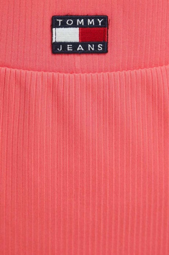 Спідниця Tommy Jeans колір рожевий mini пряма фото 4