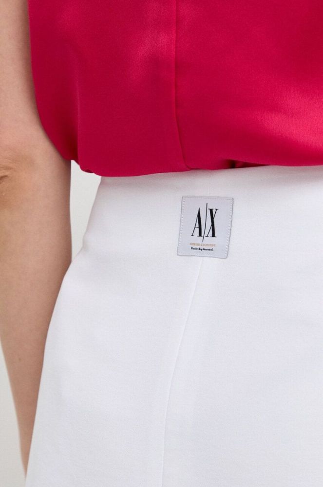 Спідниця Armani Exchange колір білий mini розкльошена фото 4