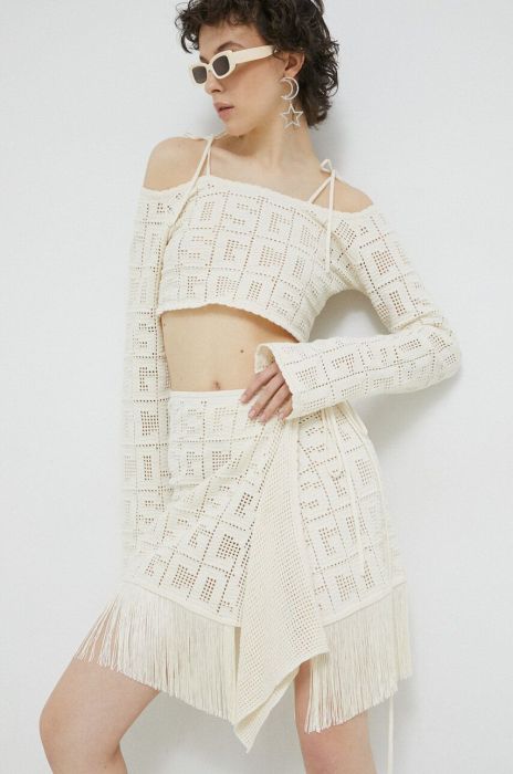 Спідниця GCDS колір бежевий mini пряма