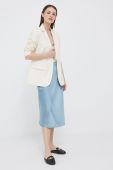 Спідниця Lauren Ralph Lauren midi розкльошена колір блакитний