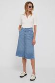Джинсова спідниця Polo Ralph Lauren midi розкльошена колір блакитний