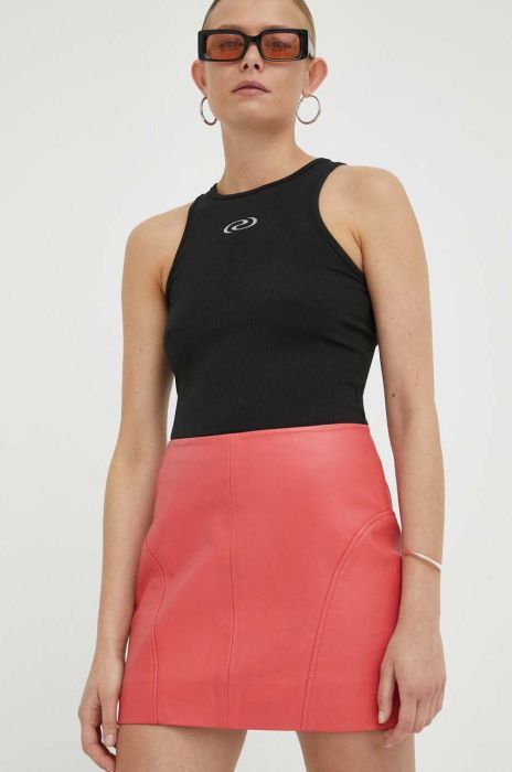 Шкіряна спідниця Remain колір рожевий mini пряма