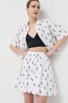 Бавовняна спідниця Karl Lagerfeld колір білий mini розкльошена Бавовняна спідниця Karl Lagerfeld колір білий mini розкльошена