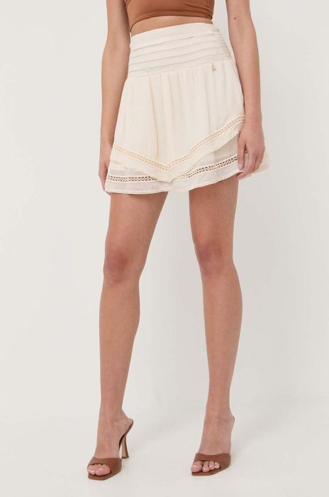 Спідниця Patrizia Pepe колір бежевий mini пряма (3220516)