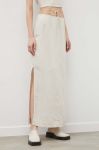 Спідниця з домішкою льону Gestuz Malou колір бежевий maxi пряма Спідниця з домішкою льону Gestuz Malou колір бежевий maxi пряма