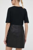 Шкіряна спідниця 2NDDAY колір чорний mini пряма (3285154)