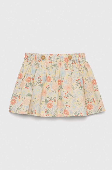 Дитяча бавовняна спідниця United Colors of Benetton колір бежевий mini розкльошена