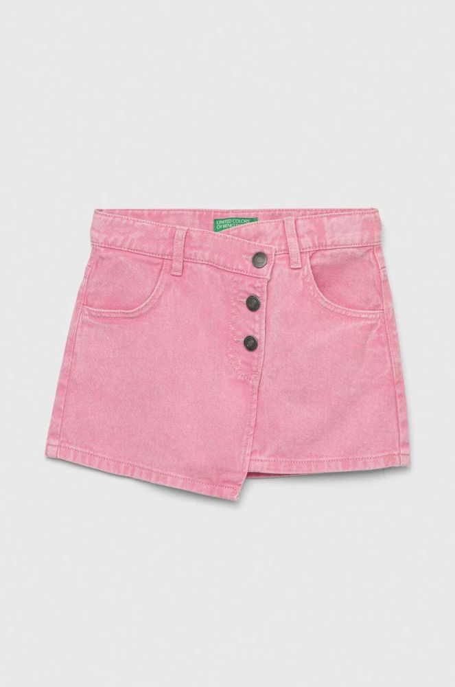 Дитяча джинсова спідниця United Colors of Benetton колір рожевий mini пряма