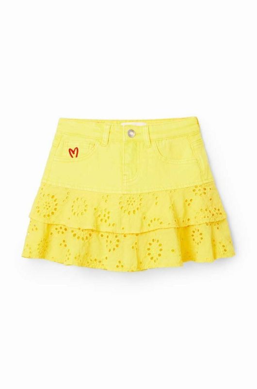 Дитяча спідниця Desigual колір жовтий mini розкльошена фото 2