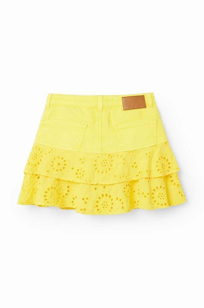 Дитяча спідниця Desigual колір жовтий mini розкльошена фото 3