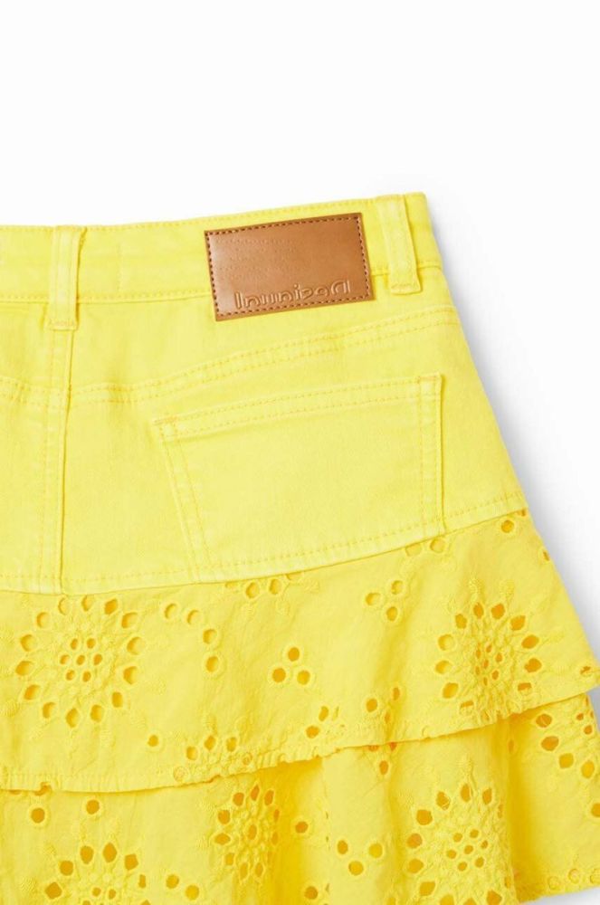 Дитяча спідниця Desigual колір жовтий mini розкльошена фото 4