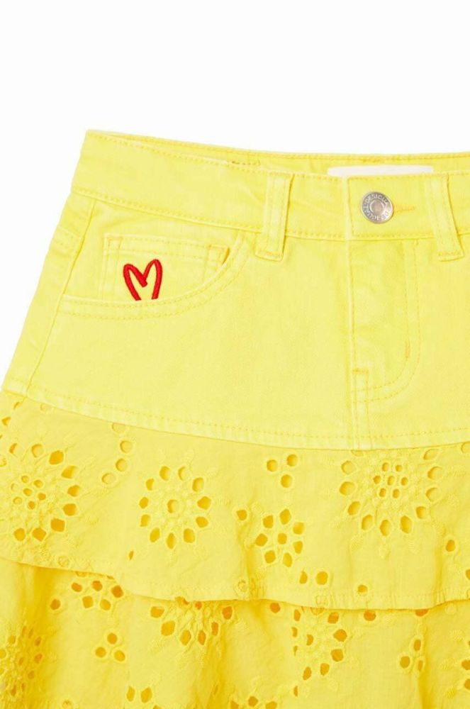 Дитяча спідниця Desigual колір жовтий mini розкльошена фото 5