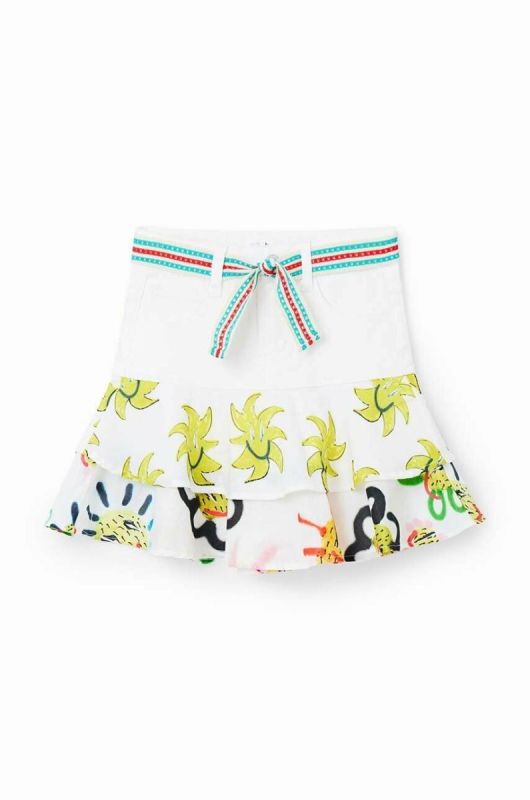 Дитяча спідниця Desigual колір білий mini розкльошена (3045505) фото 2
