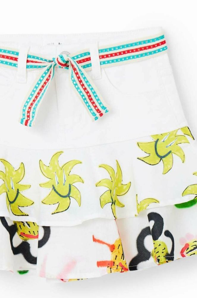 Дитяча спідниця Desigual колір білий mini розкльошена (3045505) фото 3