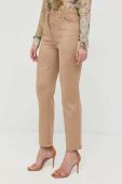 Штани Guess жіночі колір коричневий пряме висока посадка (2848773)