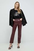 Штани Guess жіночі колір бордовий пряме висока посадка
