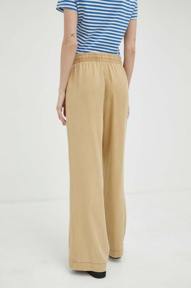 Штани Mustang Style Drawstring Wide Leg жіночі колір бежевий прямі висока посадка фото 3