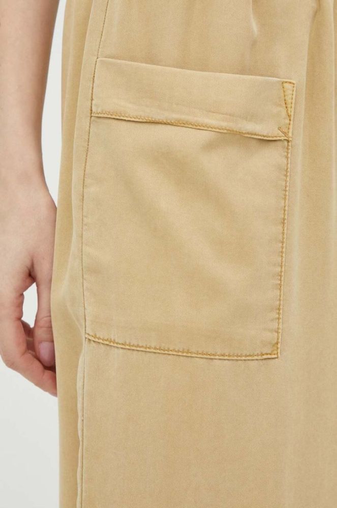 Штани Mustang Style Drawstring Wide Leg жіночі колір бежевий прямі висока посадка фото 4