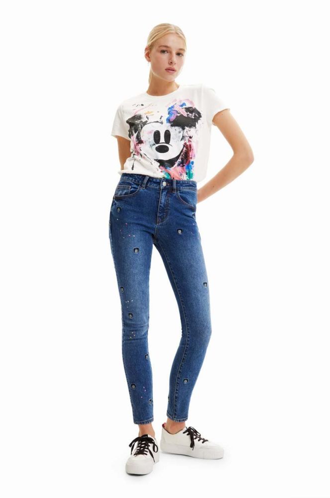 Джинси Desigual x Disney жіночі середня посадка колір блакитний (3060304)