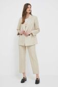 Штани Sisley жіночі колір бежевий пряме висока посадка (3173913)