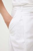 Бавовняні штани United Colors of Benetton колір білий широке висока посадка