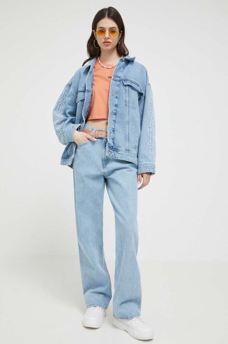 Бавовняні джинси Tommy Jeans висока посадка колір блакитний (3196133)