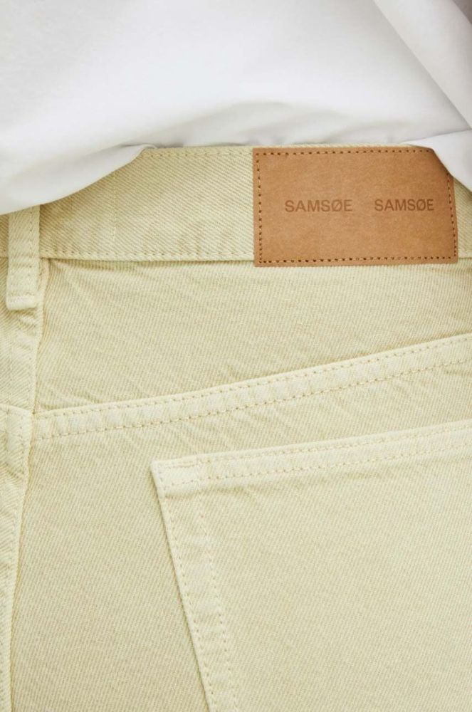 Бавовняні джинси Samsoe Samsoe Susan висока посадка колір зелений фото 5