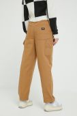 Бавовняні штани Vans колір коричневий пряме висока посадка