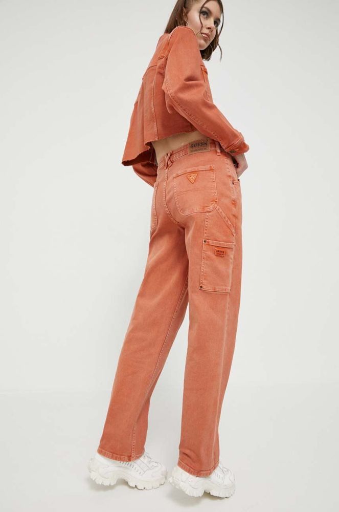 Джинси Guess Originals жіночі висока посадка колір помаранчевий (3261243)