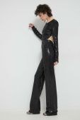 Штани Rotate жіночі колір чорний широке висока посадка