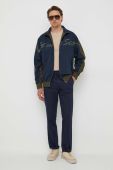 Штани з домішкою льону United Colors of Benetton колір синій фасон chinos Штани з домішкою льону United Colors of Benetton колір синій фасон chinos
