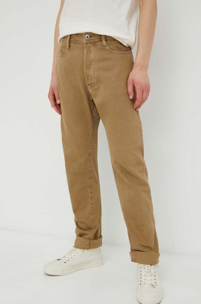 Бавовняні штани G-Star Raw колір бежевий пряме (3258013)