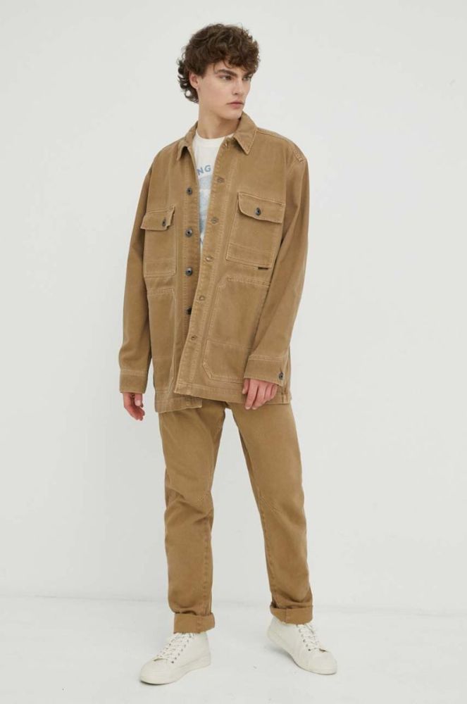 Бавовняні штани G-Star Raw колір бежевий пряме (3258013) фото 2