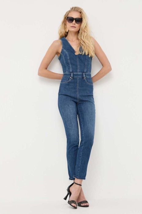 Джинсовий комбінезон Guess декольте трикутник колір блакитний (3241659)