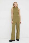 Бавовняний комбінезон G-Star Raw колір зелений з бавовни овальне декольте