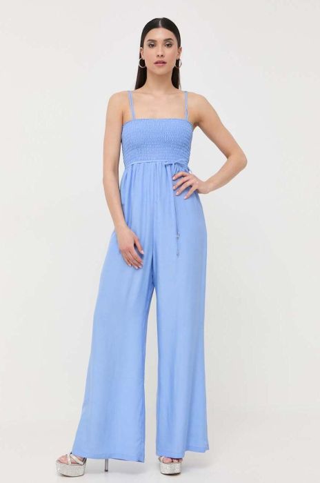 Комбінезон Patrizia Pepe овальне декольте колір блакитний