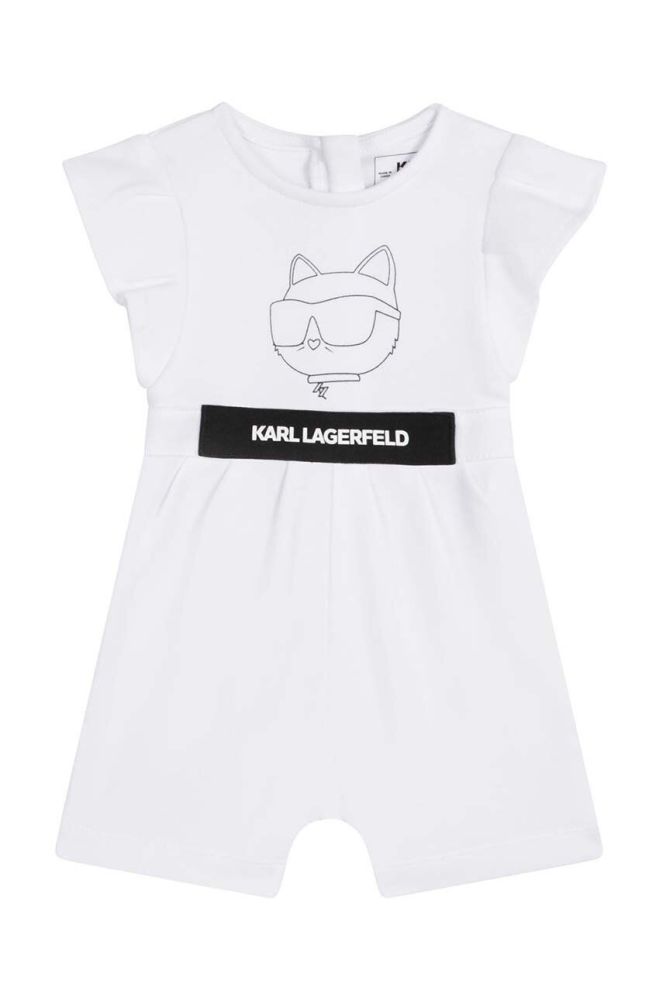 Бавовняний ромпер для немовлят Karl Lagerfeld колір білий з бавовни