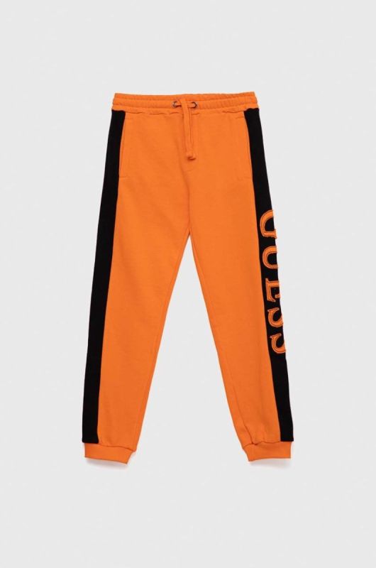 Дитячі бавовняні штани Guess колір помаранчевий з аплікацією (2856688) фото 2