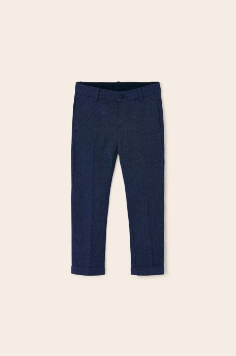 Дитячі штани з домішкою льону Mayoral колір синій однотонні