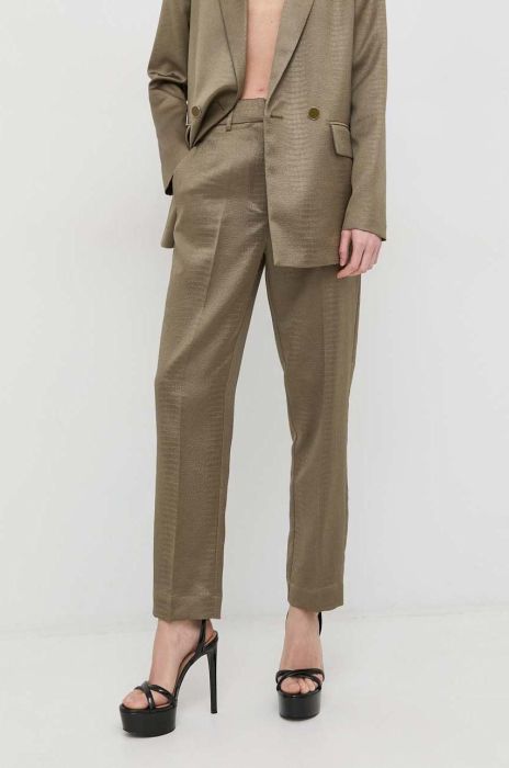 Штани Guess жіночі колір зелений широке висока посадка (2906155)