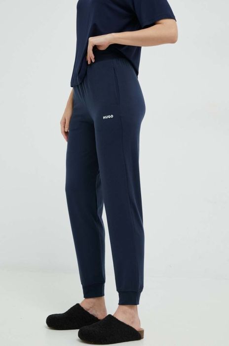 Спортивні штани HUGO жіночі колір синій однотонні