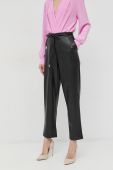 Штани BOSS жіночі колір чорний пряме висока посадка (2906186)