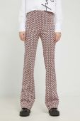 Штани HUGO жіночі колір рожевий широке висока посадка (2893839)