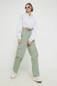 штани Tommy Jeans жіночі колір зелений фасон cargo висока посадка
