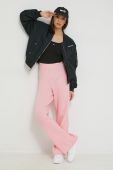 Штани Tommy Jeans жіночі колір рожевий широке висока посадка