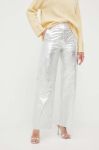 Штани Notes du Nord жіночі колір срібний широке висока посадка