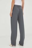 Штани Samsoe Samsoe жіночі колір сірий пряме висока посадка