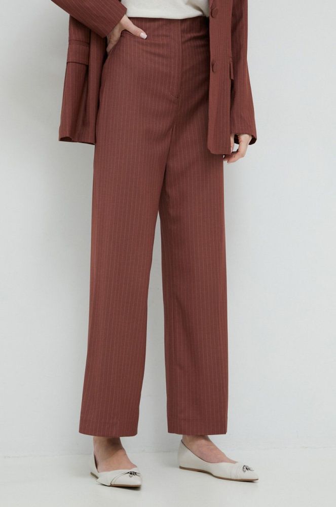 Штани Bardot жіночі колір коричневий широке висока посадка