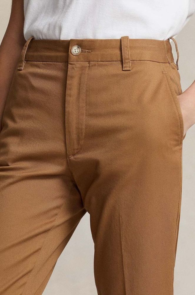 Штани Polo Ralph Lauren жіночі колір бежевий пряме висока посадка (3387836) фото 4